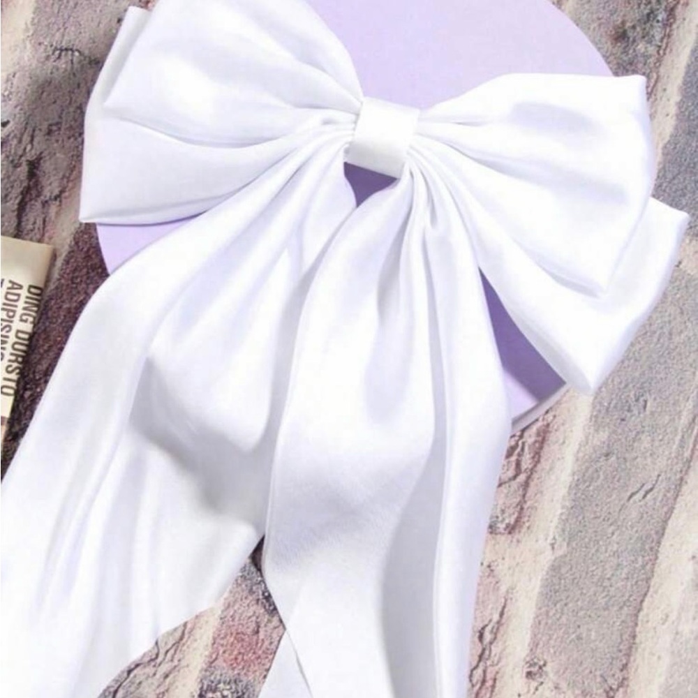 Elegant White Bow Hair Accessory Large Hair Bow with a clip. New NWT women girls - Picture 5 of 6
